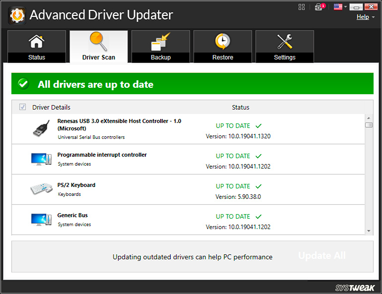 advanced driver updater all updated